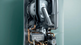 Internal view of a Vaillant boiler system showing professional installation and high-quality components.